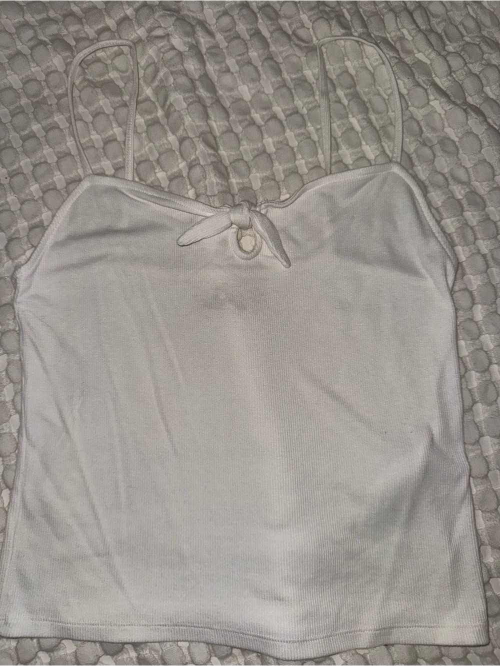 Hollister White Ribbed Tie-Front Spaghetti Strap Tank